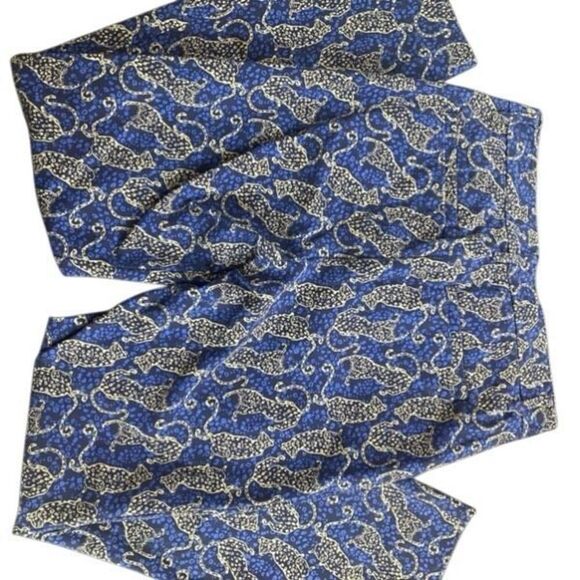 Lilly Pulitzer Cropped Dress Pants – Size 0 – Blue & Gold Cat Print - Picture 3 of 6
